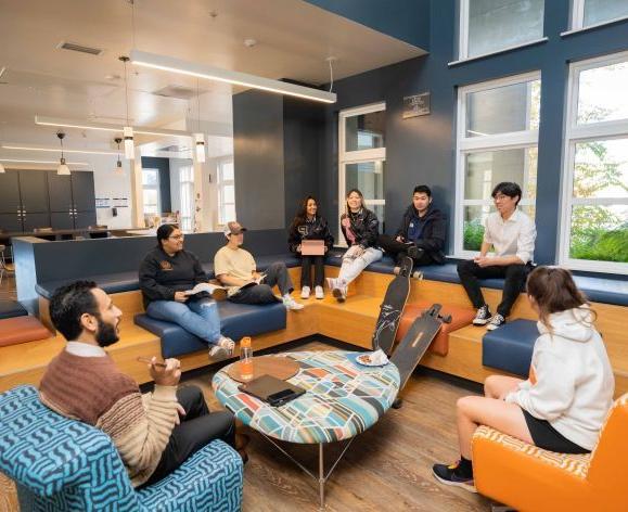 students together in calaveras lobby